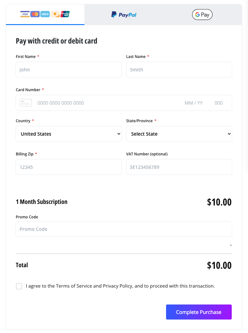 VyprVPN checkout site